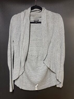 Express Light Gray Open Front Shawl Collar Cardigan